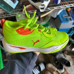 Puma Kids Lime Green and Orange Sneakers